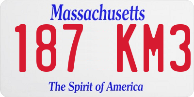 MA license plate 187KM3