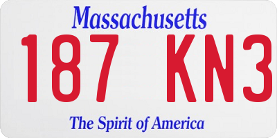 MA license plate 187KN3