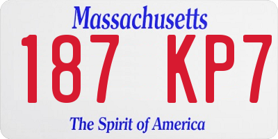 MA license plate 187KP7