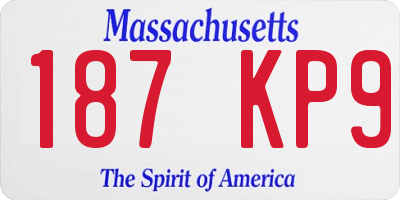 MA license plate 187KP9