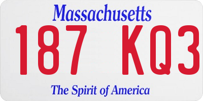 MA license plate 187KQ3
