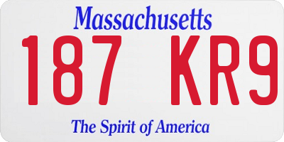 MA license plate 187KR9