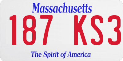 MA license plate 187KS3