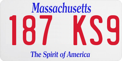 MA license plate 187KS9