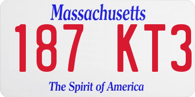 MA license plate 187KT3