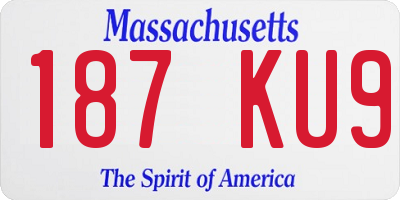 MA license plate 187KU9
