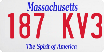 MA license plate 187KV3