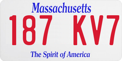 MA license plate 187KV7