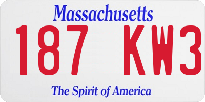 MA license plate 187KW3