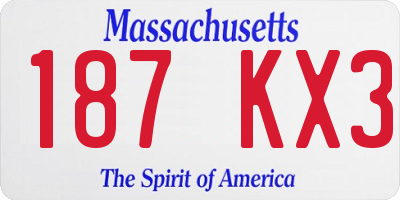 MA license plate 187KX3