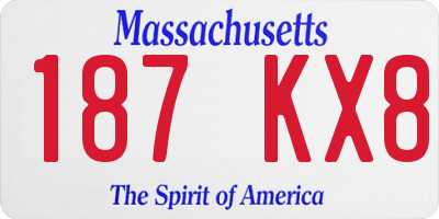 MA license plate 187KX8