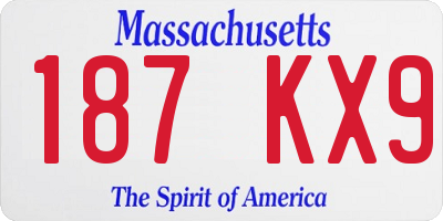 MA license plate 187KX9
