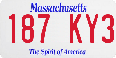 MA license plate 187KY3
