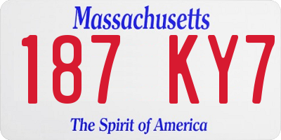 MA license plate 187KY7