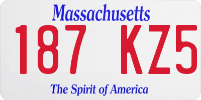 MA license plate 187KZ5