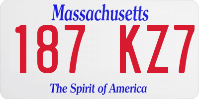 MA license plate 187KZ7
