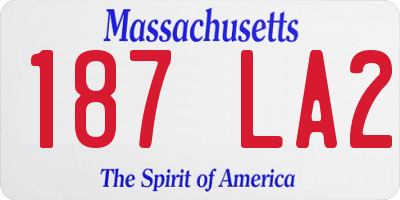 MA license plate 187LA2
