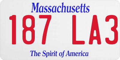 MA license plate 187LA3