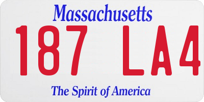 MA license plate 187LA4