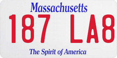 MA license plate 187LA8