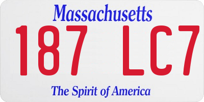 MA license plate 187LC7