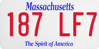 MA license plate 187LF7