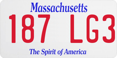 MA license plate 187LG3