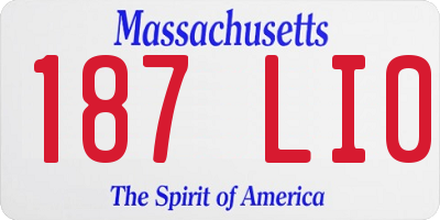MA license plate 187LI0
