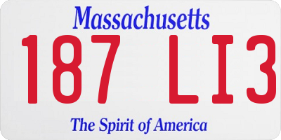 MA license plate 187LI3