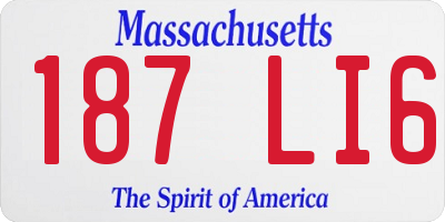MA license plate 187LI6
