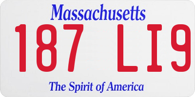 MA license plate 187LI9