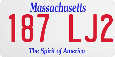 MA license plate 187LJ2