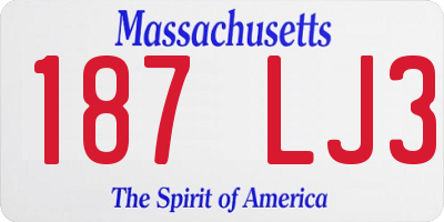 MA license plate 187LJ3