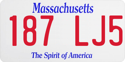 MA license plate 187LJ5