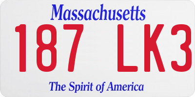 MA license plate 187LK3