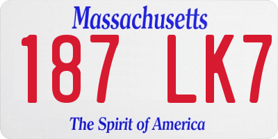 MA license plate 187LK7