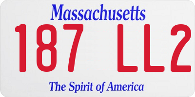 MA license plate 187LL2