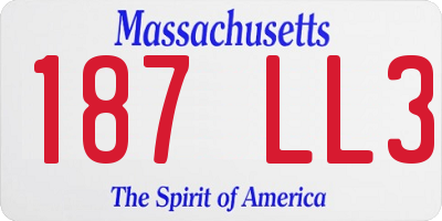 MA license plate 187LL3