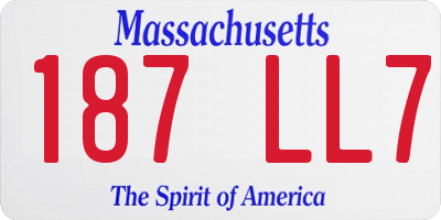 MA license plate 187LL7