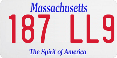 MA license plate 187LL9