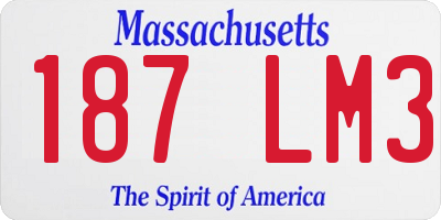 MA license plate 187LM3