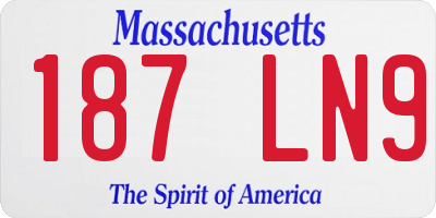 MA license plate 187LN9