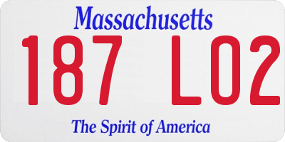 MA license plate 187LO2