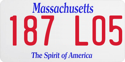 MA license plate 187LO5