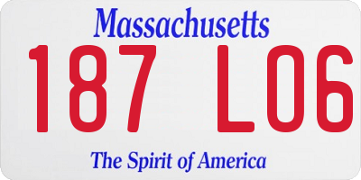 MA license plate 187LO6
