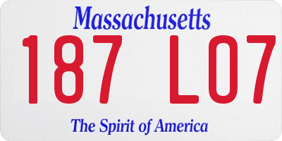 MA license plate 187LO7