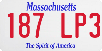 MA license plate 187LP3