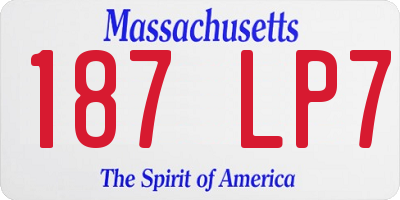 MA license plate 187LP7