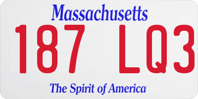 MA license plate 187LQ3
