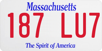 MA license plate 187LU7